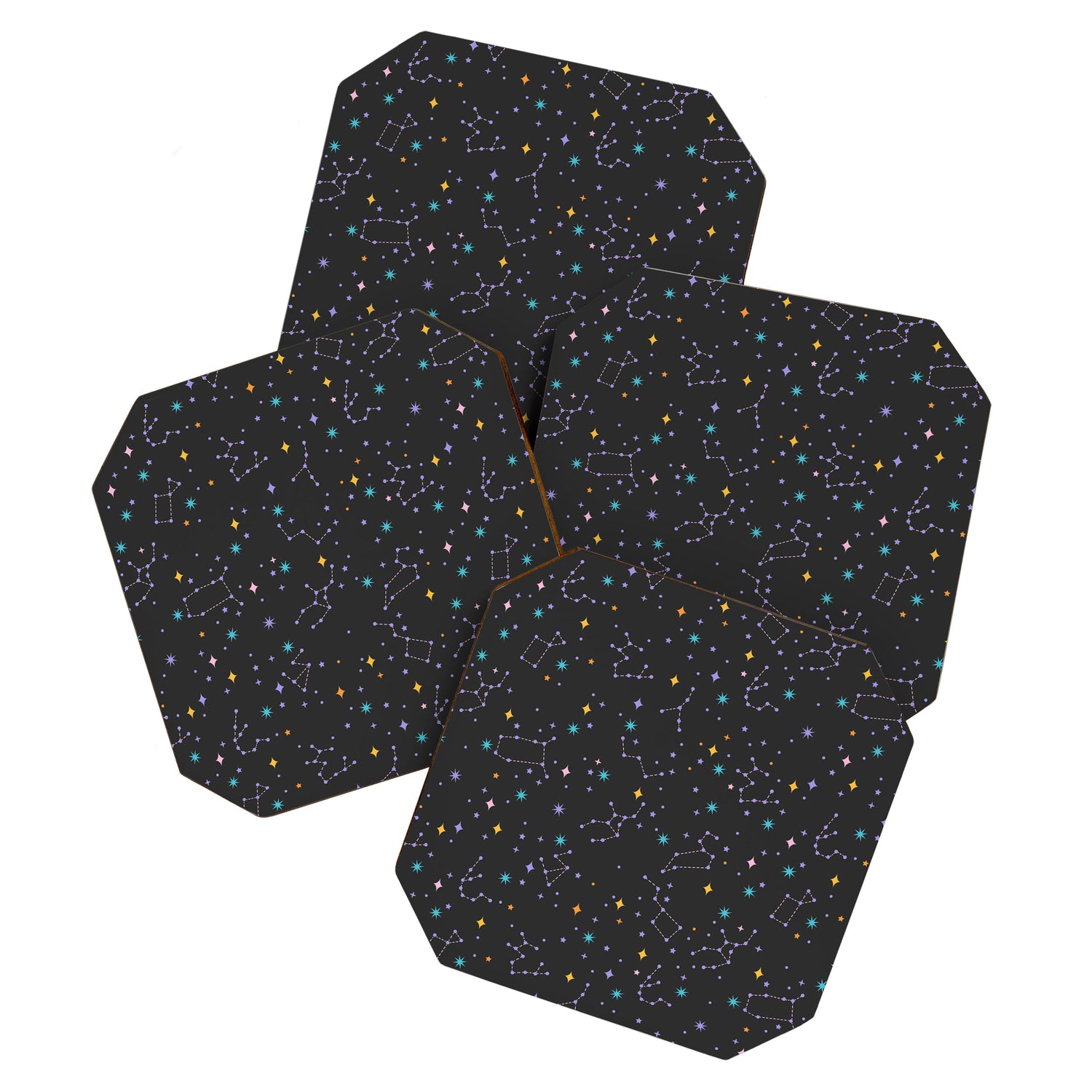 Colorful Night Sky on Black Coaster Gallery Image 1