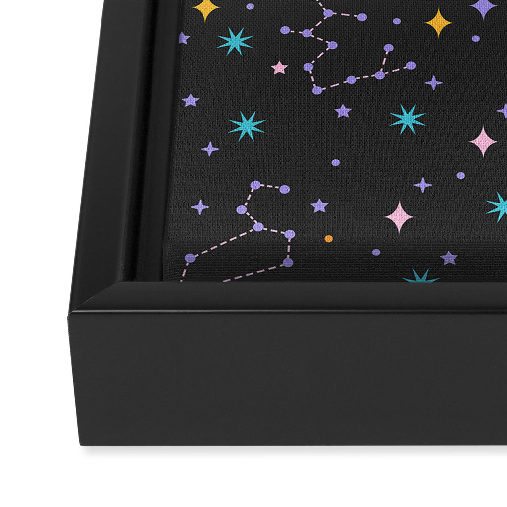 Colorful Night Sky on Black Framed Canvas Print Gallery Image 3