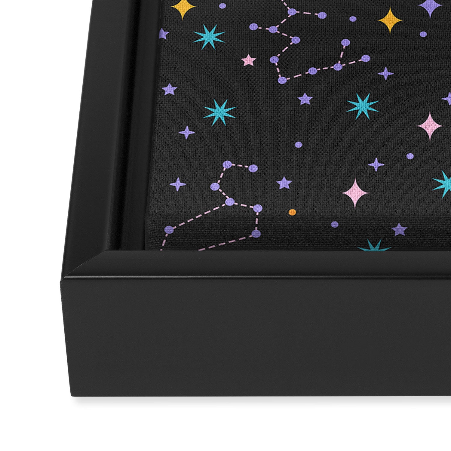 Colorful Night Sky on Black Framed Canvas Print Gallery Image 3