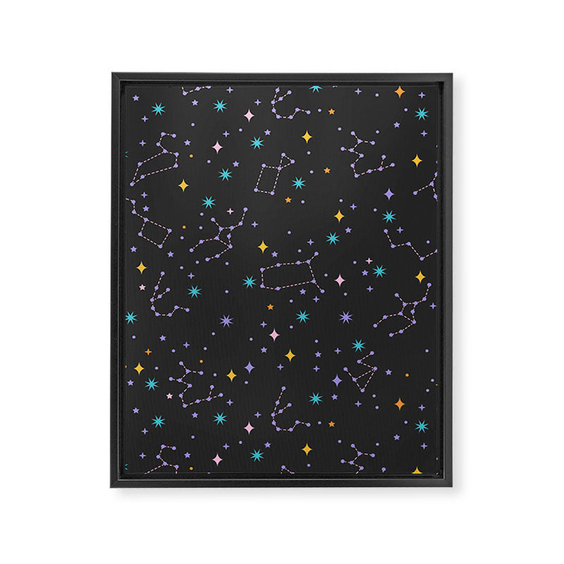 Colorful Night Sky on Black Framed Canvas Print Gallery Image 6