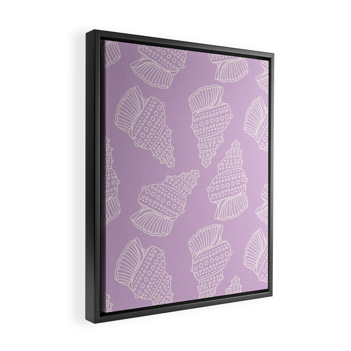 Conch Shell on Lavender Framed Canvas Print Gallery Image 2