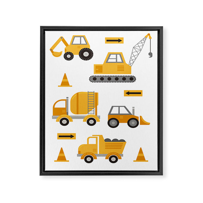 Construction Trucks Framed Canvas Print Gallery Image 1