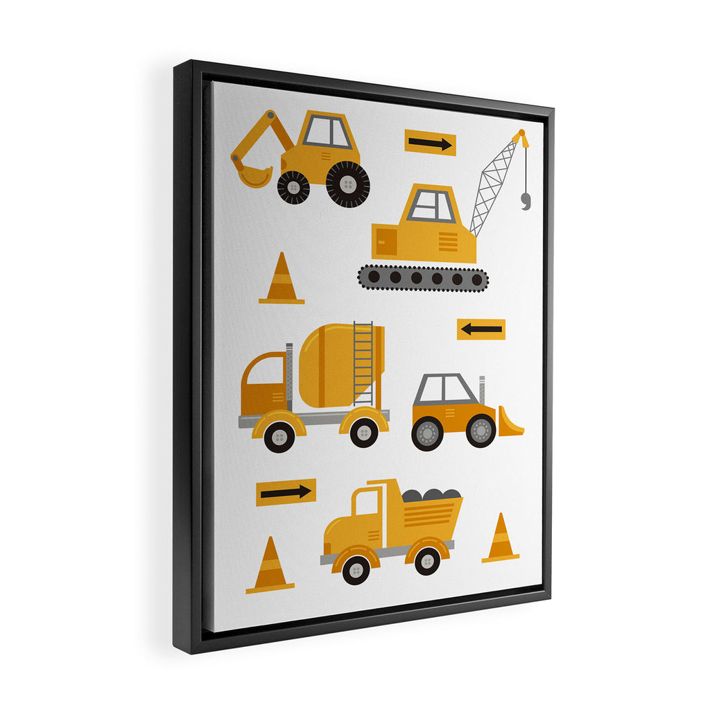 Construction Trucks Framed Canvas Print Gallery Image 2