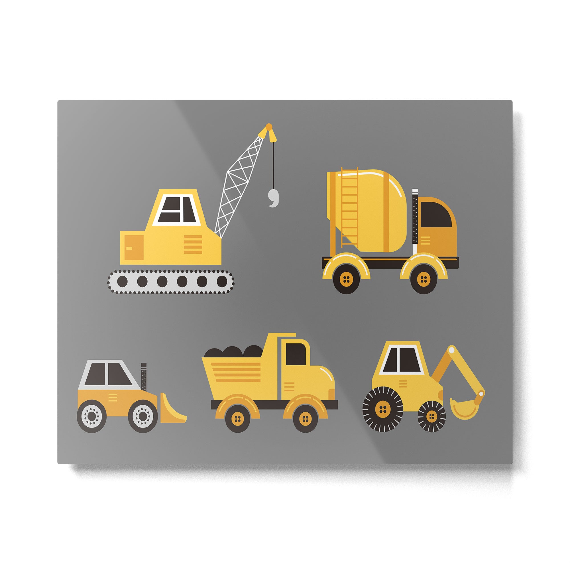 Construction Trucks on Gray Metal Print Gallery Image 6