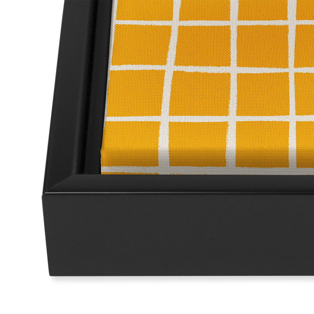 Criss Cross Stripes - Saffron Yellow Framed Canvas Print Gallery Image 3