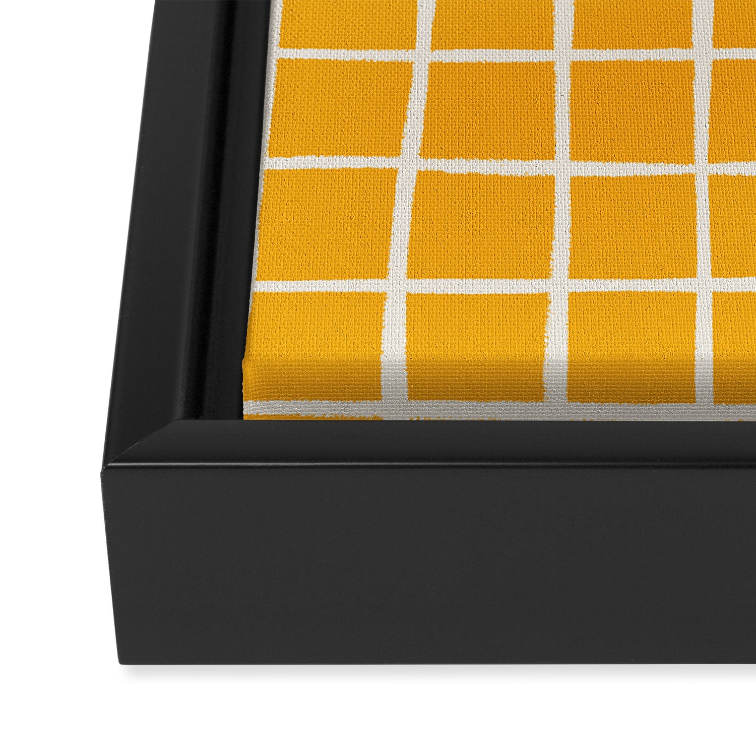 Criss Cross Stripes - Saffron Yellow Framed Canvas Print Gallery Image 3