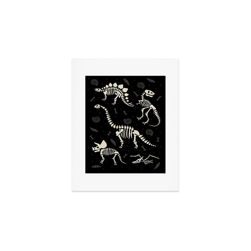 Dinosaur Fossils on Black Art Print Gallery Image 1
