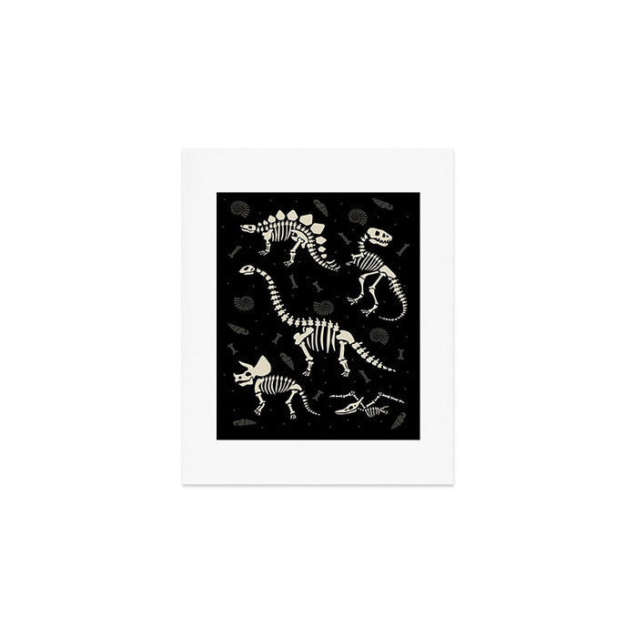 Dinosaur Fossils on Black Art Print Gallery Image 1