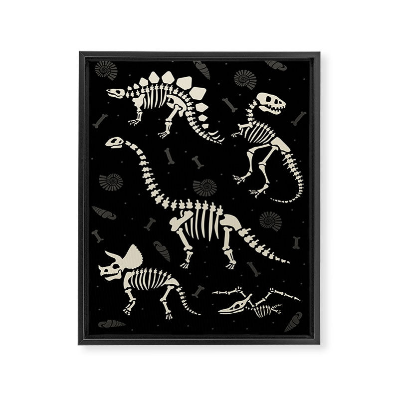 Dinosaur Fossils on Black Framed Canvas Print Gallery Image 6