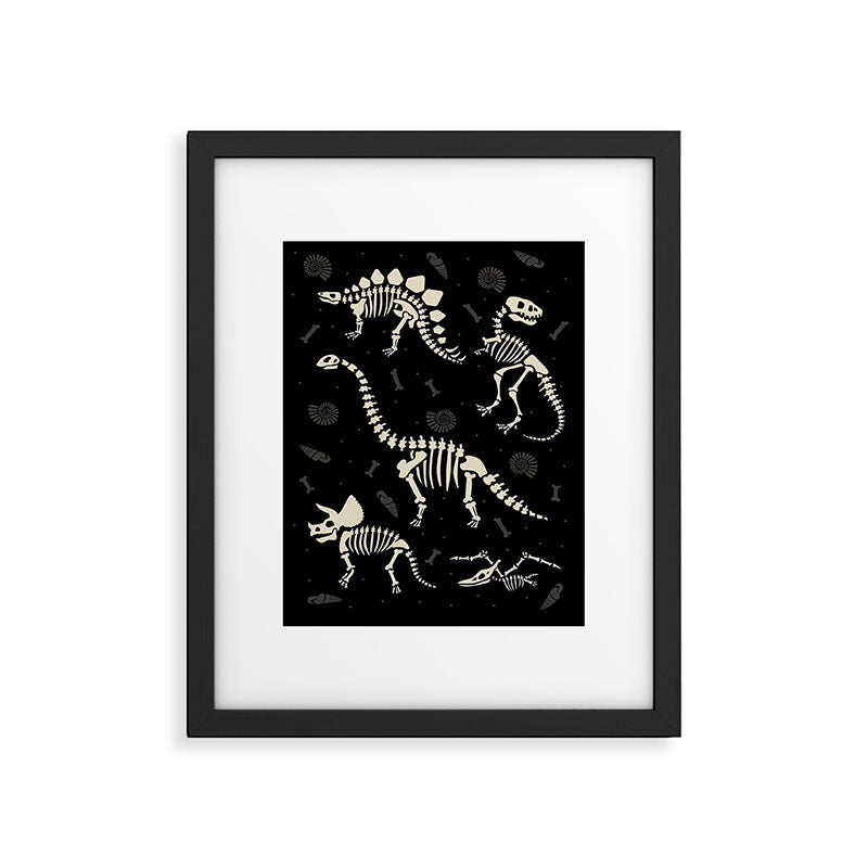 Dinosaur Fossils on Black Framed Art Print Gallery Image 5