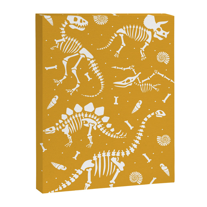 Dinosaur Fossils on Mustard Yellow Canvas Print Gallery Image 1