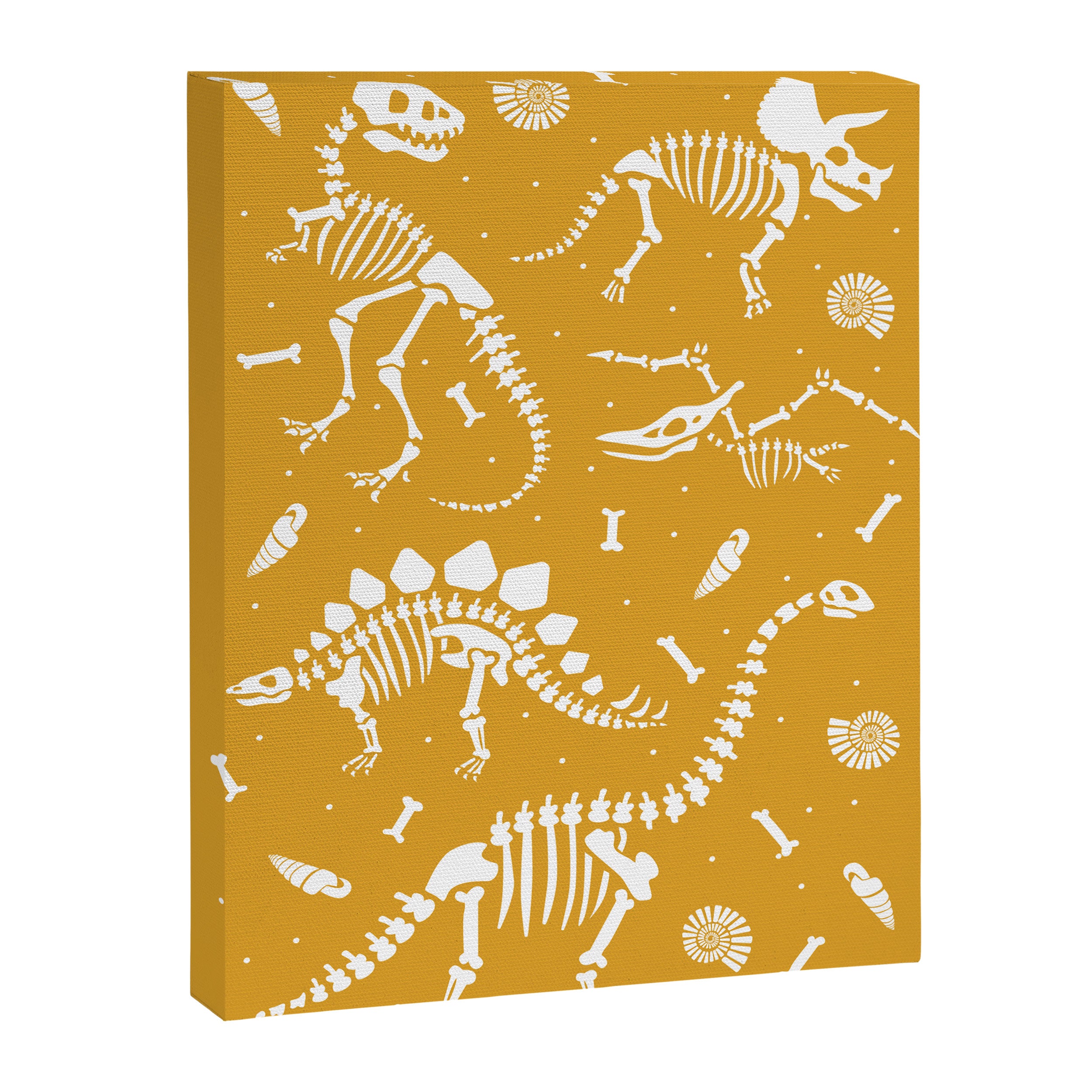 Dinosaur Fossils on Mustard Yellow Canvas Print Gallery Image 3