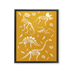 Dinosaur Fossils on Mustard Yellow Framed Canvas Print Gallery Image 6