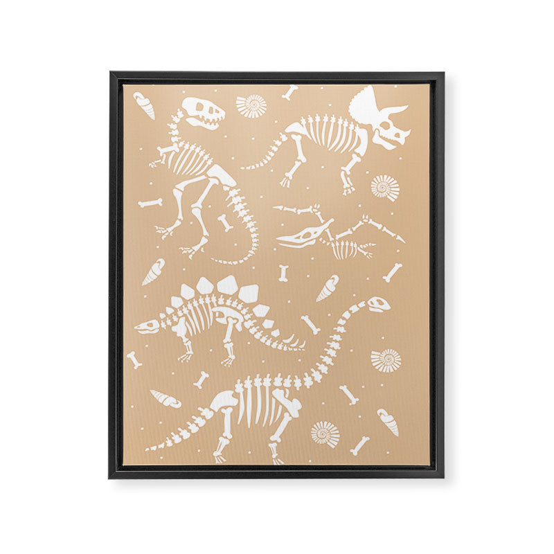 Dinosaur Fossils on Taupe Framed Canvas Print Gallery Image 6
