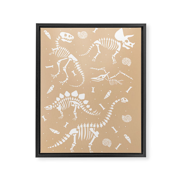 Dinosaur Fossils on Taupe Framed Canvas Print Gallery Image 1