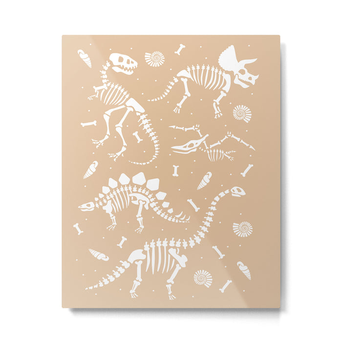 Dinosaur Fossils on Taupe Metal Print Gallery Image 1