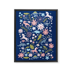 Dinosaur + Unicorn on Royal Blue Framed Canvas Print Gallery Image 6