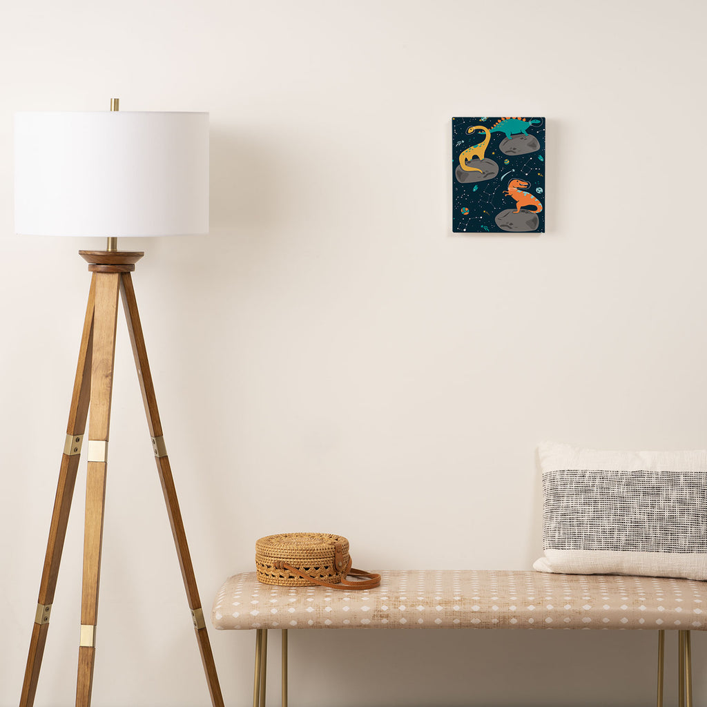 Dinosaurs Floating on an Asteroid Canvas Print Gallery Image 2