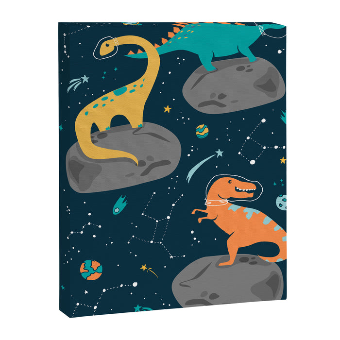 Dinosaurs Floating on an Asteroid Canvas Print Gallery Image 1