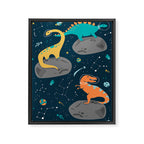 Dinosaurs Floating on an Asteroid Framed Canvas Print Gallery Image 6