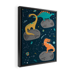Dinosaurs Floating on an Asteroid Framed Canvas Print Gallery Image 2