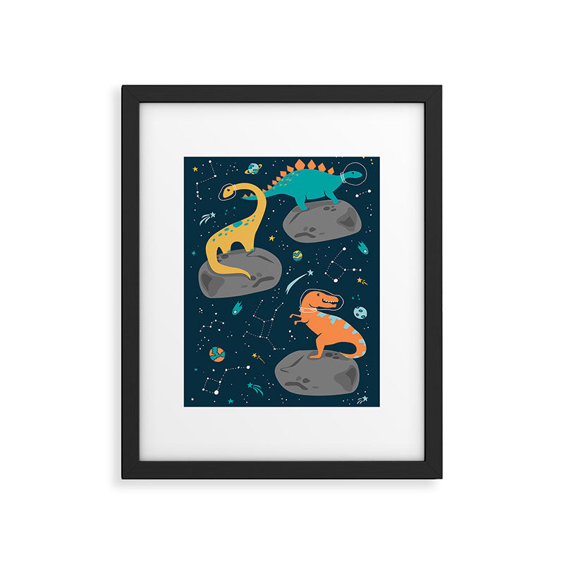Dinosaurs Floating on an Asteroid Framed Art Print Gallery Image 5
