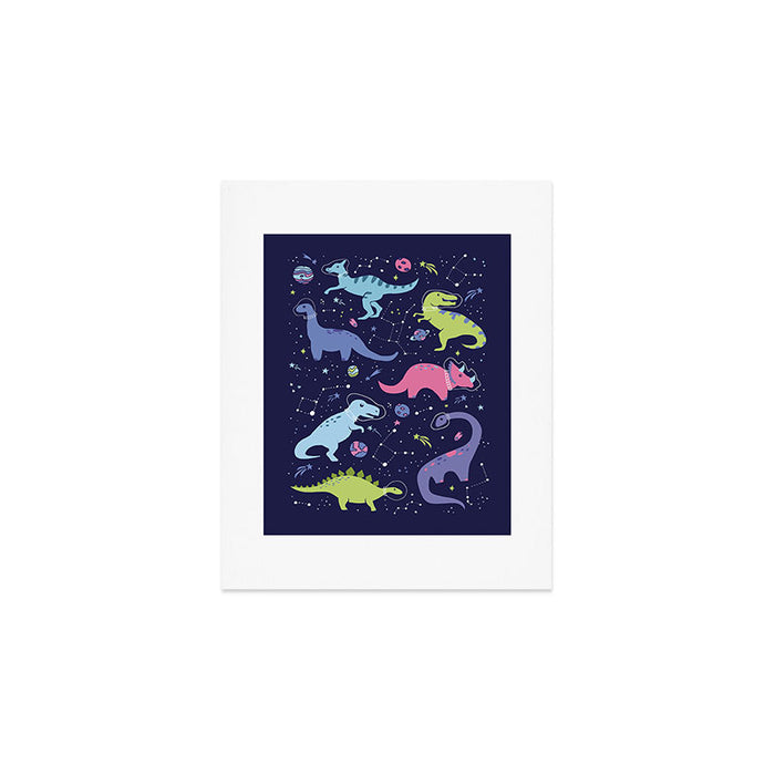 Dinosaurs in Space Art Print Gallery Image 1