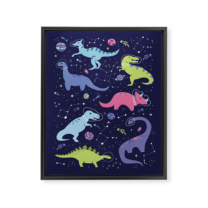 Dinosaurs in Space Framed Canvas Print Gallery Image 8