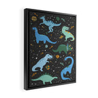 Dinosaurs in Space in Blue Framed Canvas Print Gallery Image 2