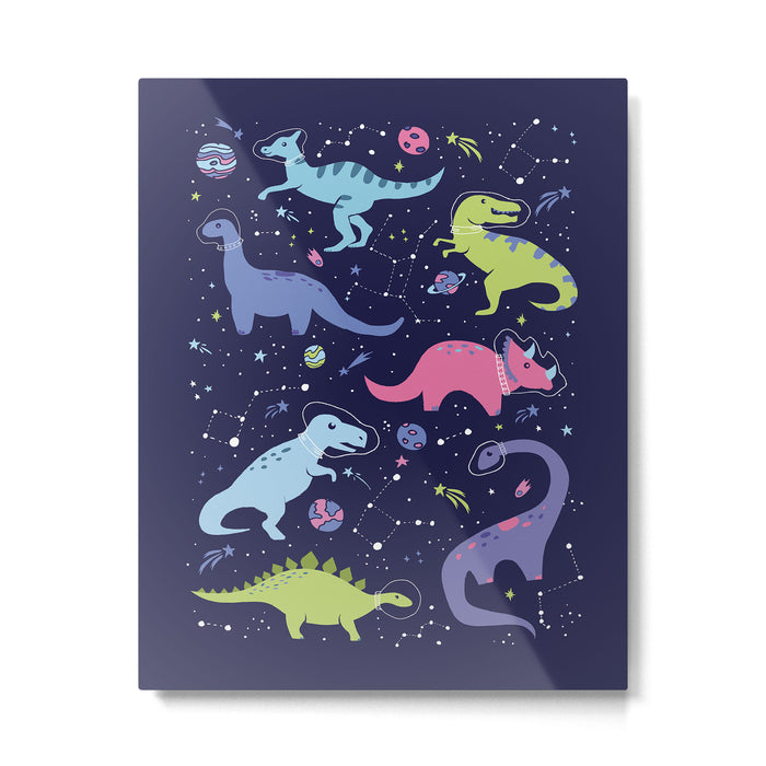 Dinosaurs in Space Metal Print Gallery Image 1