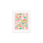 Dinosaurs + Unicorns in Pink + Teal Art Print Gallery Image 1