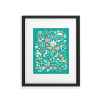 Dinosaurs + Unicorns on Teal Framed Art Print Gallery Image 5