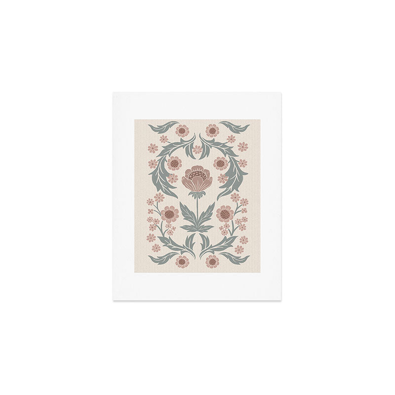 English Cottage Dusty Pink Posy Art Print Gallery Image 1