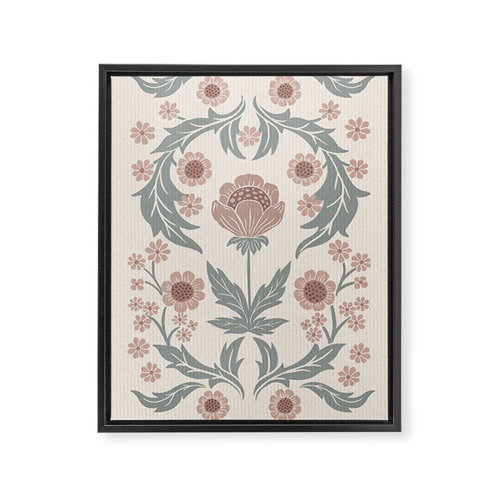English Cottage Dusty Pink Posy Framed Canvas Print Gallery Image 1