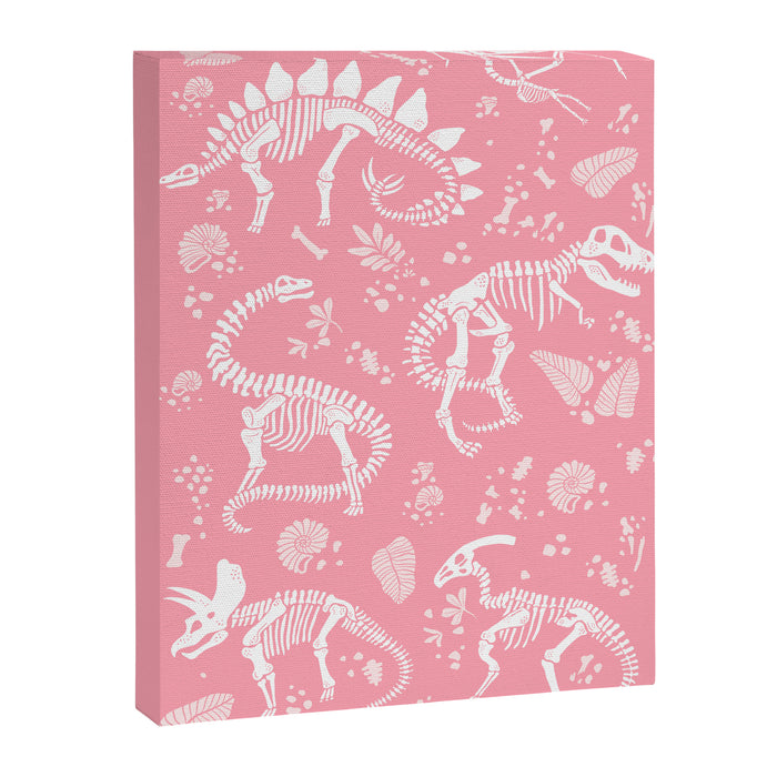 Excavated Dinosaur Fossils in Candy Pink Canvas Print Gallery Image 1