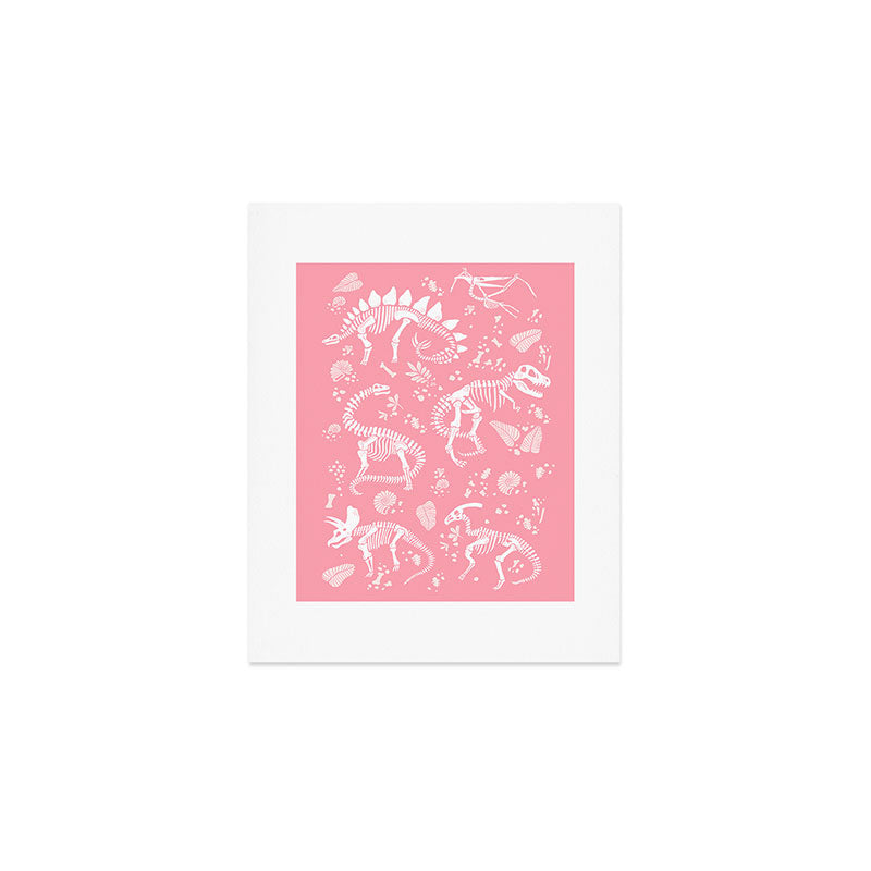 Excavated Dinosaur Fossils in Candy Pink Art Print Gallery Image 1
