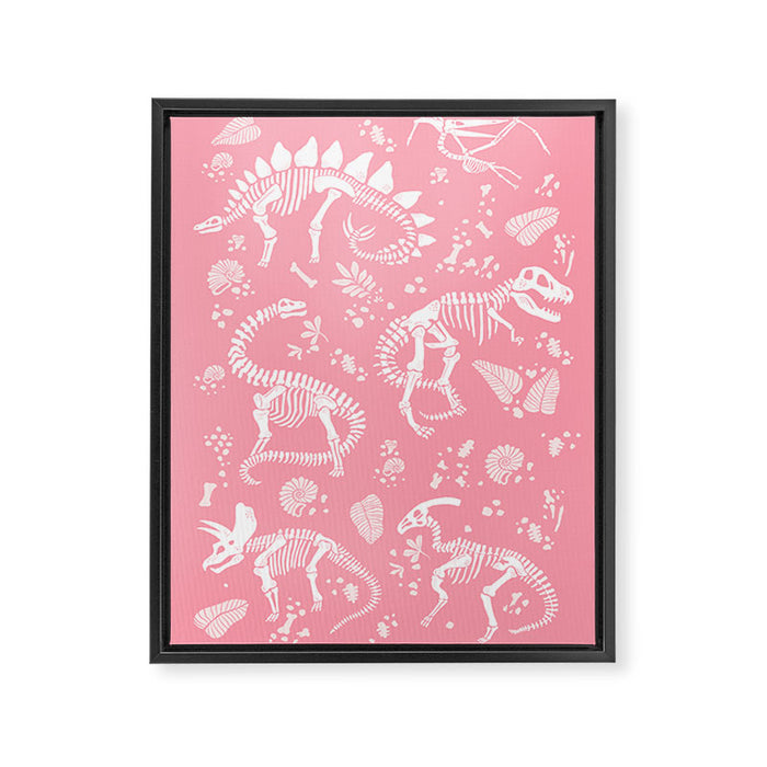 Excavated Dinosaur Fossils in Candy Pink Framed Canvas Print Gallery Image 1