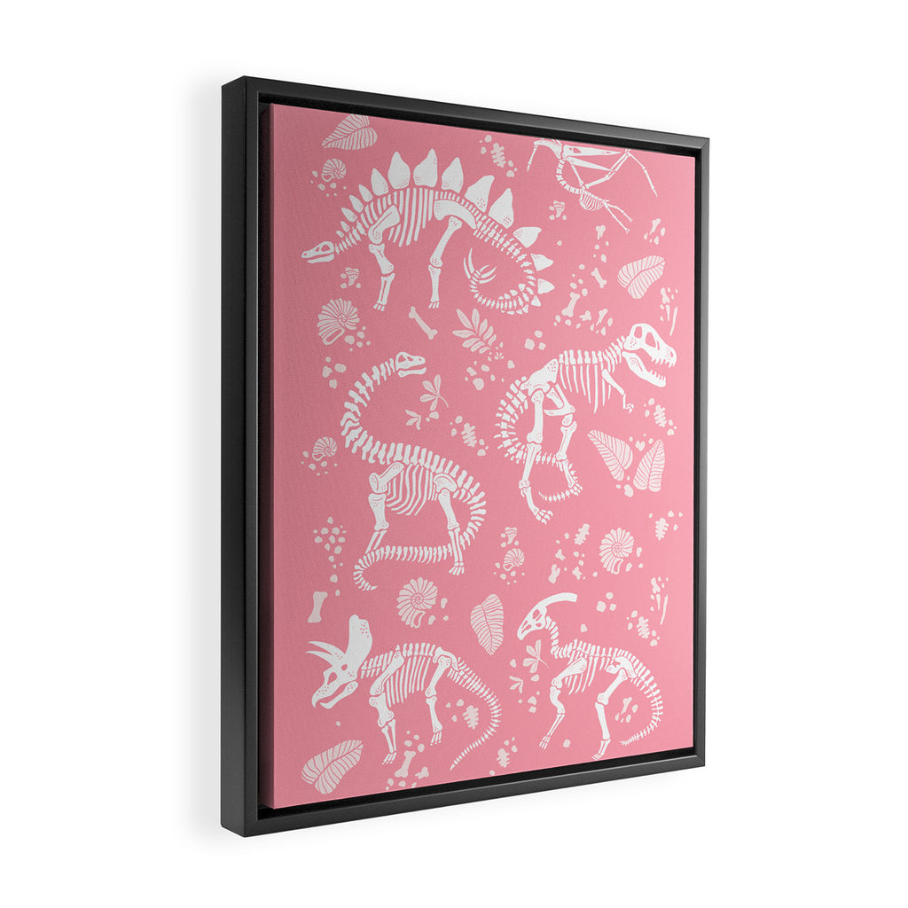 Excavated Dinosaur Fossils in Candy Pink Framed Canvas Print Gallery Image 2