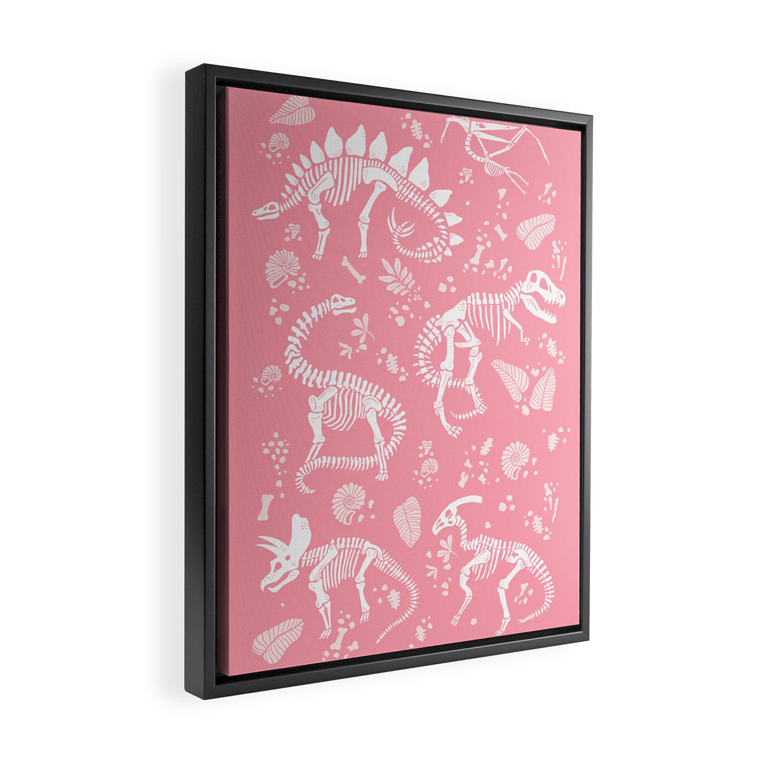 Excavated Dinosaur Fossils in Candy Pink Framed Canvas Print Gallery Image 2