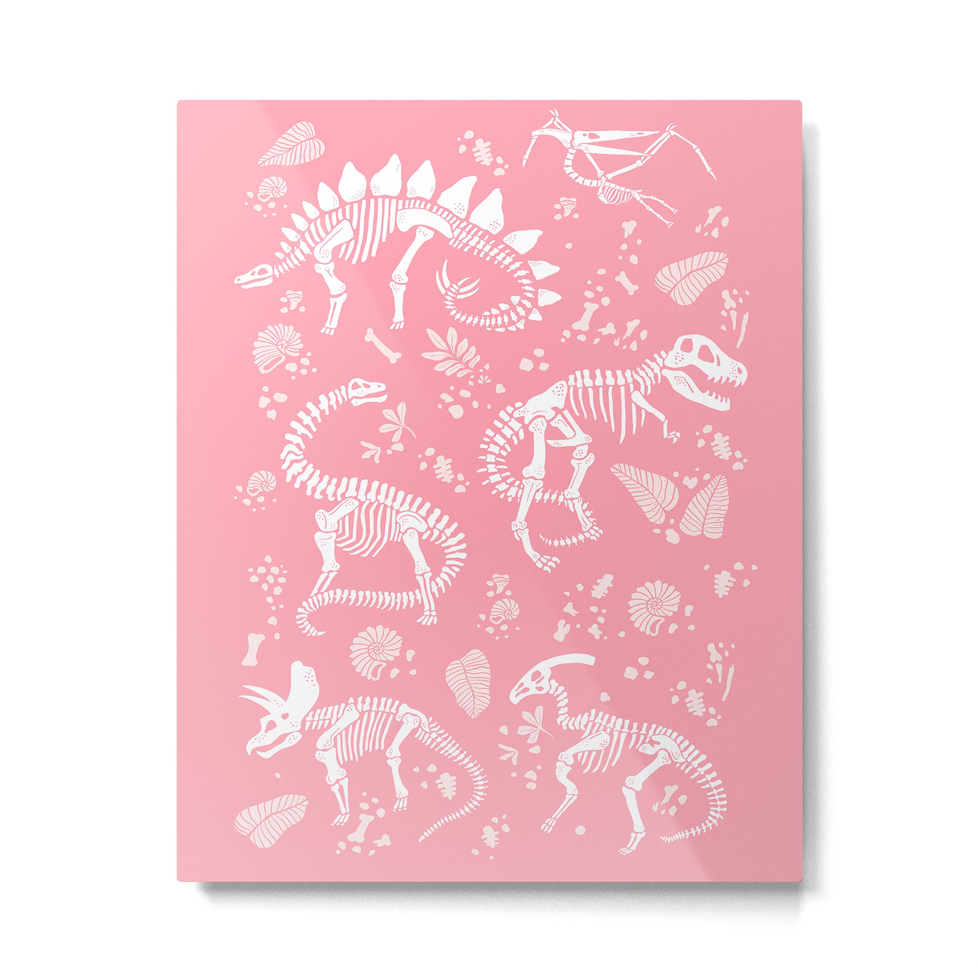 Excavated Dinosaur Fossils in Candy Pink Metal Print Gallery Image 6