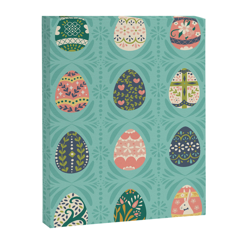 Floral Easter Eggs - Aqua Canvas Print Gallery Image 6