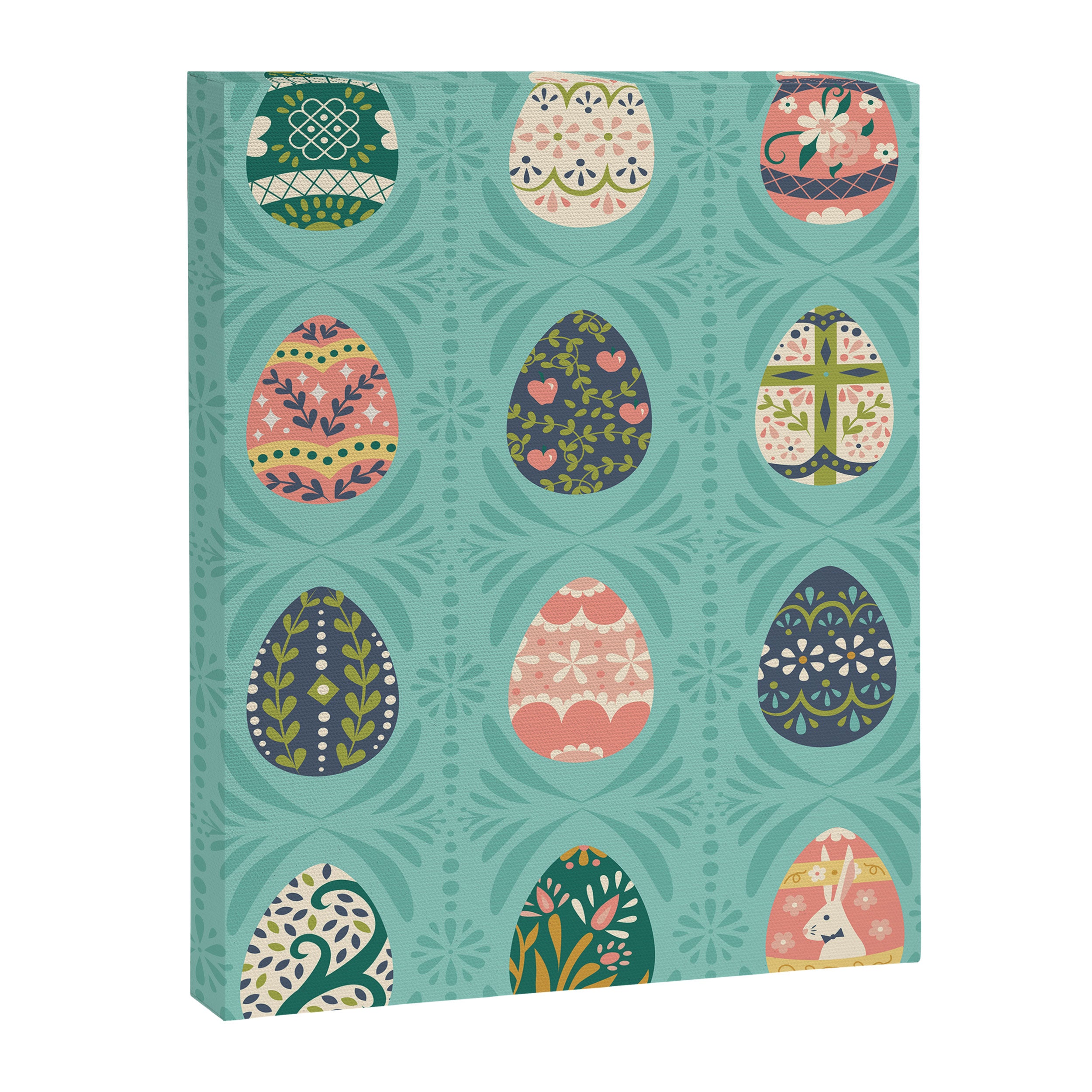 Floral Easter Eggs - Aqua Canvas Print Gallery Image 6
