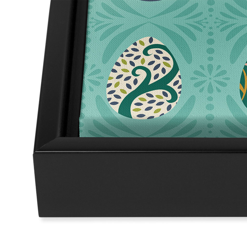 Floral Easter Eggs - Aqua Framed Canvas Print Gallery Image 3