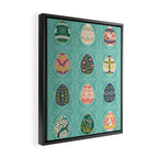 Floral Easter Eggs - Aqua Framed Canvas Print Gallery Image 2