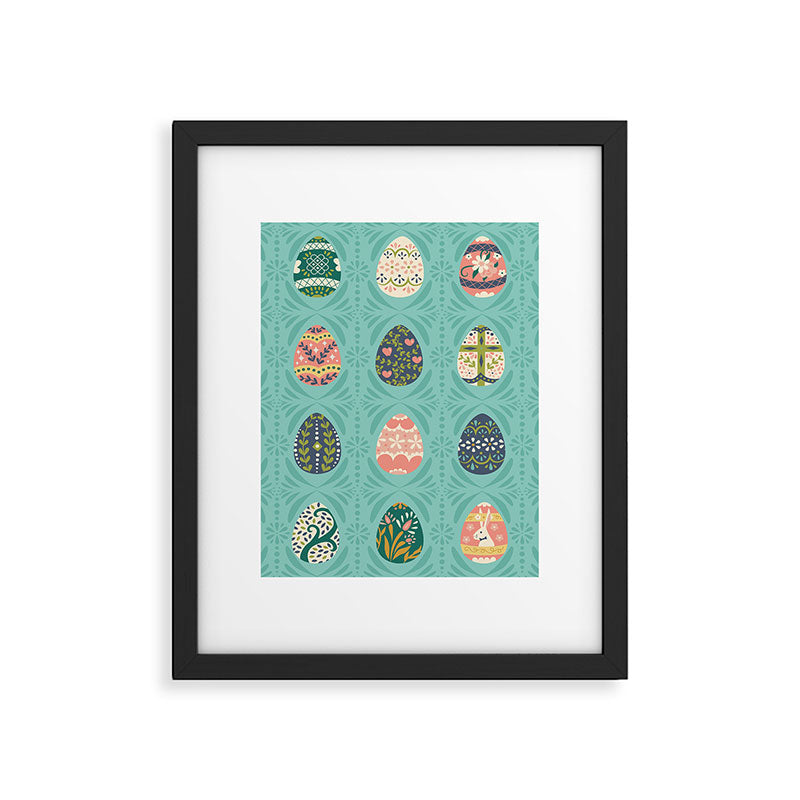 Floral Easter Eggs - Aqua Framed Art Print Gallery Image 5
