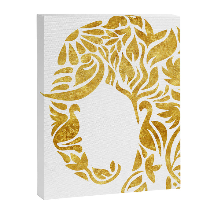 Floral Elephant in Gold Canvas Print Gallery Image 1