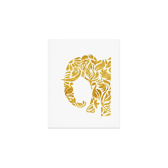 Floral Elephant in Gold Art Print Gallery Image 1
