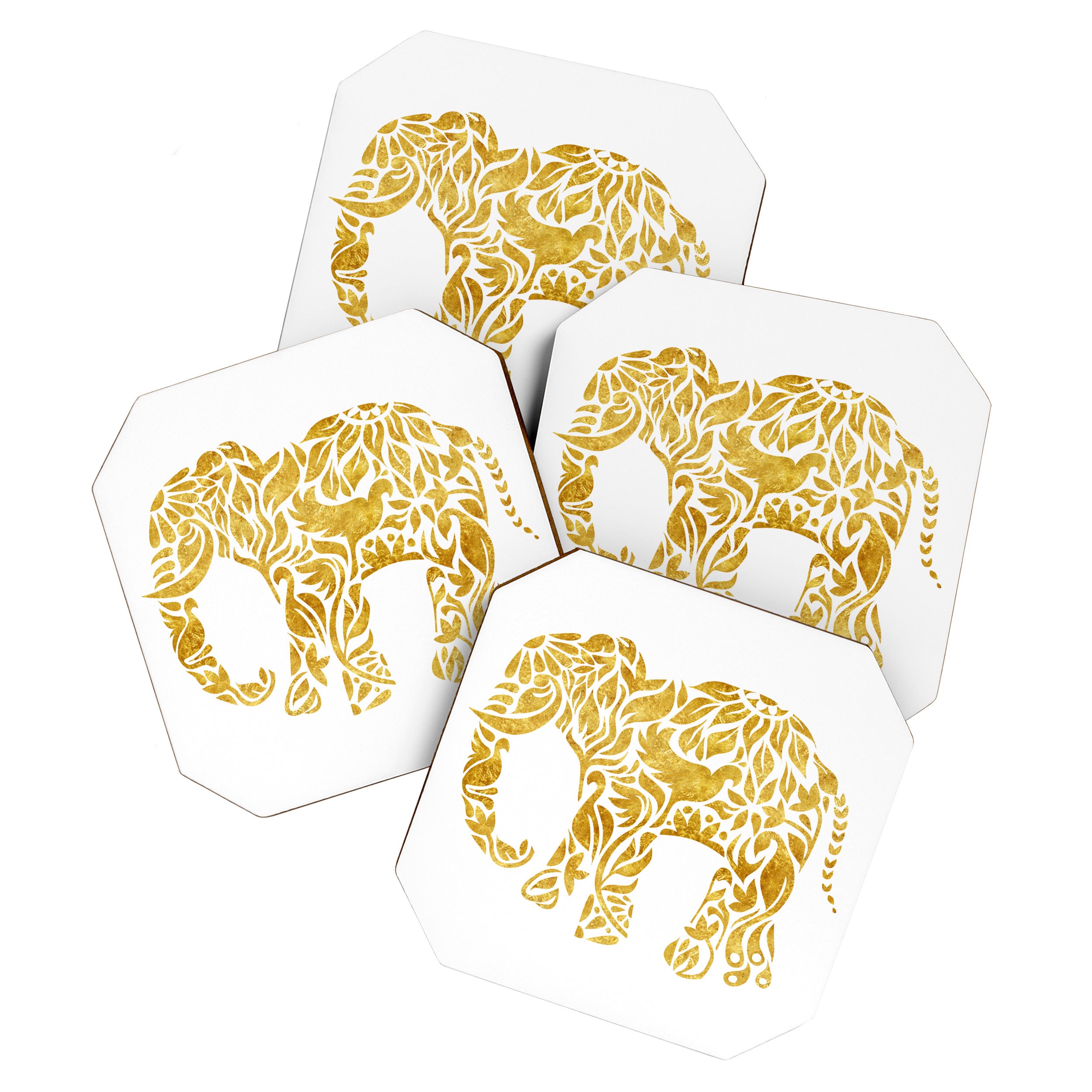 Floral Elephant in Gold Coaster Gallery Image 1