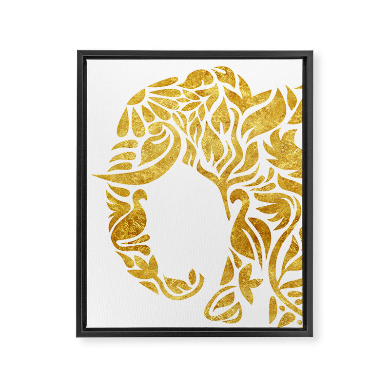 Floral Elephant in Gold Framed Canvas Print Gallery Image 8