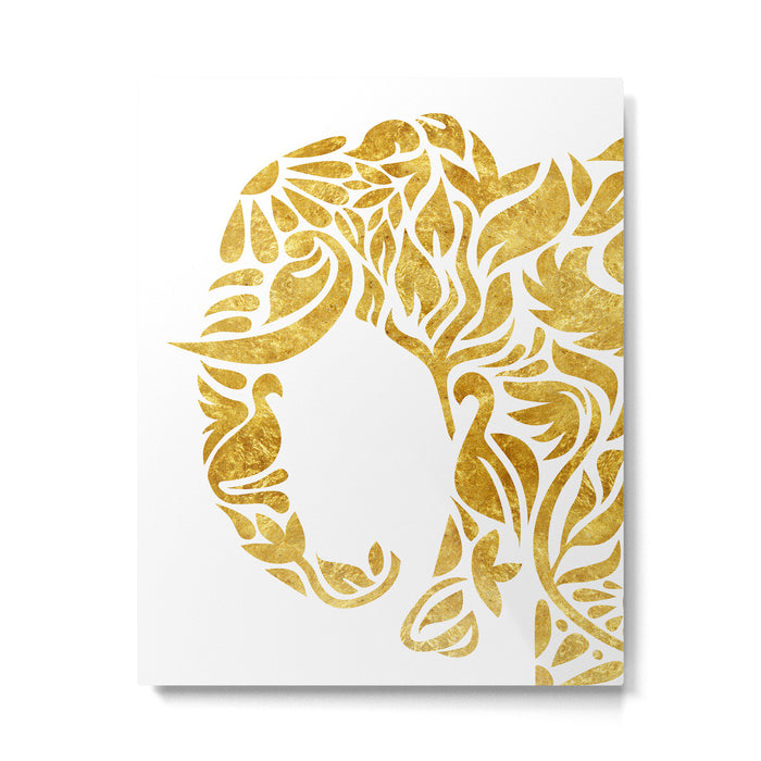 Floral Elephant in Gold Metal Print Gallery Image 1